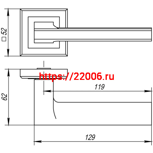 Ручка Punto (Пунто) раздельная K.QL52.VECTOR (VECTOR QL) SN/CP-3 матовый никель/хром фото 2