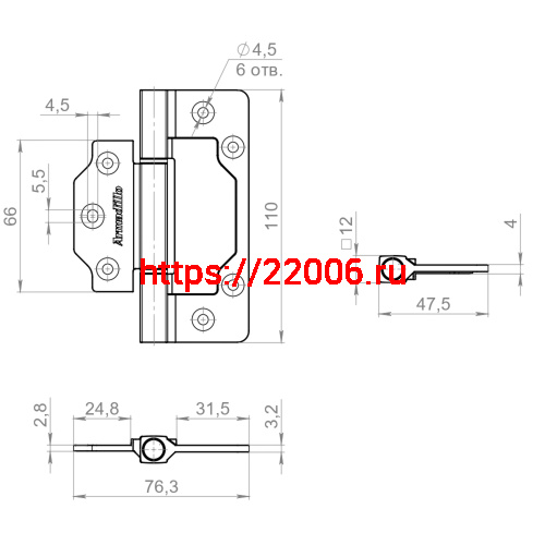Петля Armadillo (Армадилло) универсальная без врезки IN4300.US MWSC итальянский тисненый фото 3 Петля Armadillo (Армадилло) универсальная без врезки IN4300.US MWSC итальянский тисненый фото 3