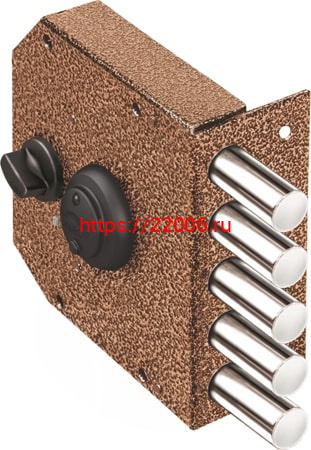 Замок Elbor (Эльбор) накладной Гранит 1.06.61.МА никель, сув., 4 риг., задв. с защ. шторкой, медный антик /22624/ Замок Elbor (Эльбор) накладной Гранит 1.06.61.МА никель, сув., 4 риг., задв. с защ. шторкой, медный антик /22624/