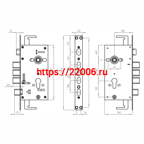Корпус Ajax (Аякс) врезного замка без ц/механизма CH-09CT фото 3 Корпус Ajax (Аякс) врезного замка без ц/механизма CH-09CT фото 3