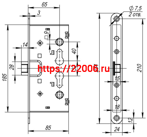 Замок Fuaro (Фуаро) для противопожарных дверей AP.C-65.72-0433 (ANTI-PANIC FL-0433) с раздельным квадратом фото 3 Замок Fuaro (Фуаро) для противопожарных дверей AP.C-65.72-0433 (ANTI-PANIC FL-0433) с раздельным квадратом фото 3