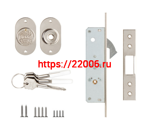 Замок Kale kilit (Кале килит) врезной крестообразный узкопрофильный 201F (20 mm) (никель), 3 кл. фото 2