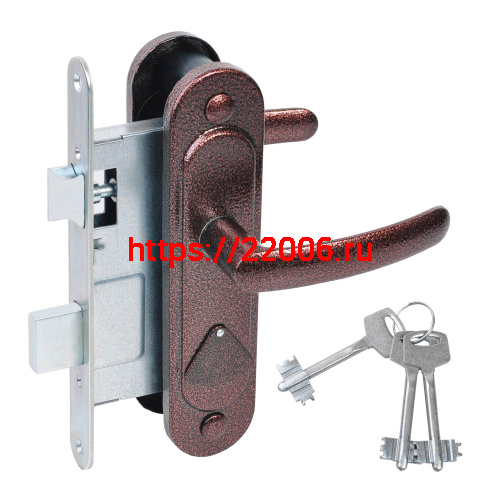 Замок Absolyute (Абсолют) врезной сувальдный с защёлкой в комплекте с ручкой ЗВ9.2-08 (медь антик), 3 кл. Замок Absolyute (Абсолют) врезной сувальдный с защёлкой в комплекте с ручкой ЗВ9.2-08 (медь антик), 3 кл.