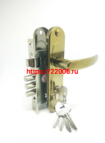 Замок Zenit (Зенит) врезной цилиндровый с защёлкой в комплекте с ручкой ЗВ7-60.1-02 (золото лак), 5 кл. Замок Zenit (Зенит) врезной цилиндровый с защёлкой в комплекте с ручкой ЗВ7-60.1-02 (золото лак), 5 кл.
