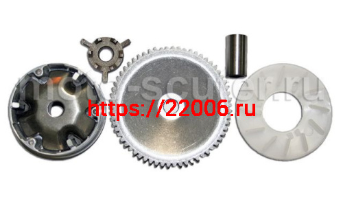 Вариатор 139QMB 50cc в сборе (вариатор, палец, крыльчатка, щека) Вариатор 139QMB 50cc в сборе (вариатор, палец, крыльчатка, щека)