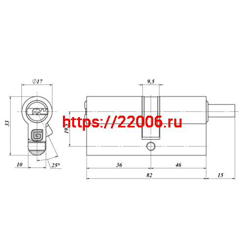 Цилиндровый механизм Guardian (Гардиан) с вертушком GB 82 мм (36/46V) Ni никель 5 кл. /128:4817/ фото 2 Цилиндровый механизм Guardian (Гардиан) с вертушком GB 82 мм (36/46V) Ni никель 5 кл. /128:4817/ фото 2