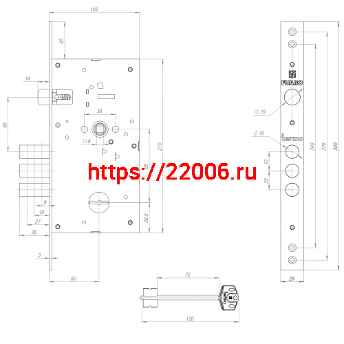 Замок Fuaro (Фуаро) врезной сувальдный TERMO MDV25/S-60.85.3R16 4 key (ключ удл. 120/75 мм) фото 3 Замок Fuaro (Фуаро) врезной сувальдный TERMO MDV25/S-60.85.3R16 4 key (ключ удл. 120/75 мм) фото 3