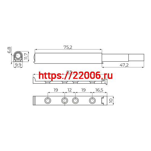 Толкатель Ajax (Аякс) мебельный пластиковый DMP-85/14P WH белый фото 2 Толкатель Ajax (Аякс) мебельный пластиковый DMP-85/14P WH белый фото 2