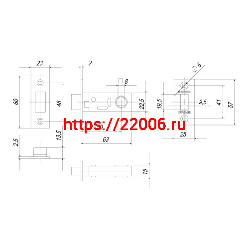 Защелка Fuaro (Фуаро) врезная MAGNM12-50-25 (M12-50-25) GR графит фото 3