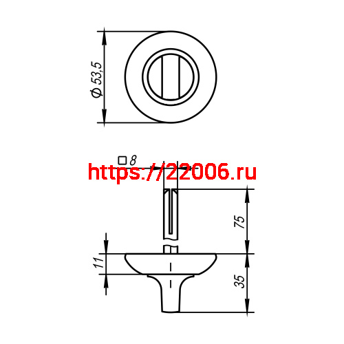Ручка Ajax (Аякс) поворотная BKW8/75-0803 CP-8 хром фото 2 Ручка Ajax (Аякс) поворотная BKW8/75-0803 CP-8 хром фото 2