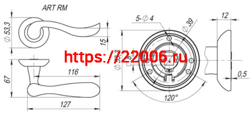 Ручка Fuaro (Фуаро) раздельная R.RM54.ART (ART RM) SN/CP-3 матовый никель/хром фото 2 Ручка Fuaro (Фуаро) раздельная R.RM54.ART (ART RM) SN/CP-3 матовый никель/хром фото 2