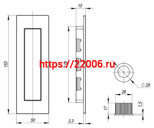 Ручка Armadillo (Армадилло) для раздвижных дверей SH.URB153.010 (SH010 URB) BL-26 черный фото 3 Ручка Armadillo (Армадилло) для раздвижных дверей SH.URB153.010 (SH010 URB) BL-26 черный фото 3