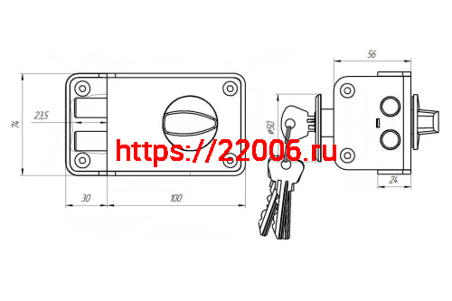 Замок Zenit (Зенит) накладной ЗН 1-3-1 серебро фото 2