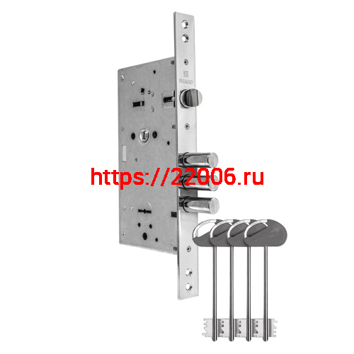 Замок Fuaro (Фуаро) врезной сувальдный MDV25/S-60.85.3R16 w/o plate 4key (ключ удл. 115/75 4 мм серый)