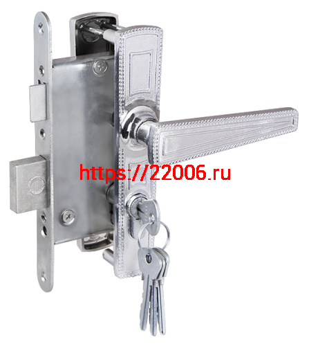 Замок Zenit (Зенит) врезной цилиндровый с защёлкой в комплекте с ручкой ЗВ4-3.01 (хром), 4 кл. Замок Zenit (Зенит) врезной цилиндровый с защёлкой в комплекте с ручкой ЗВ4-3.01 (хром), 4 кл.