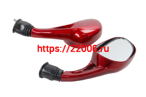 Зеркала (066) пласт. "Каплевидные" объемные красные d=8 mm (в уп. 40 пар)