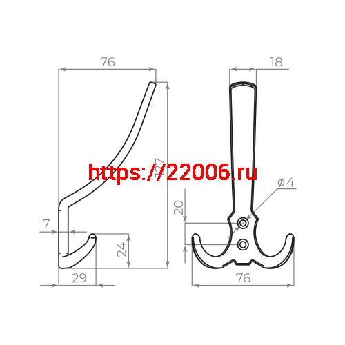 Крючок Ajax (Аякс) настенный MB-K-003 BN черный никель фото 2 Крючок Ajax (Аякс) настенный MB-K-003 BN черный никель фото 2