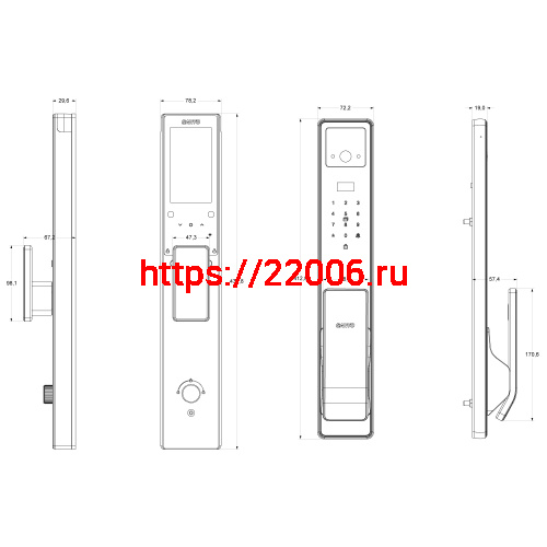 Электронный замок Sanyo D300 Tuya DM70 с WiFi, с распознаванием лиц, черный фото 2