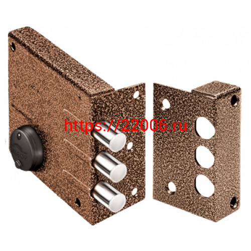 Замок Elbor (Эльбор) накладной Кремень 1.04.52.МА никель, сув., 3 риг., медный антик Замок Elbor (Эльбор) накладной Кремень 1.04.52.МА никель, сув., 3 риг., медный антик