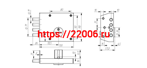 Замок Zenit (Зенит) накладной ЗН4-2 (медь) фото 2