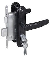 Замок Zenit (Зенит) врезной цилиндровый с защёлкой в комплекте с ручкой ЗВ4-3.03 (черный), 4 кл.