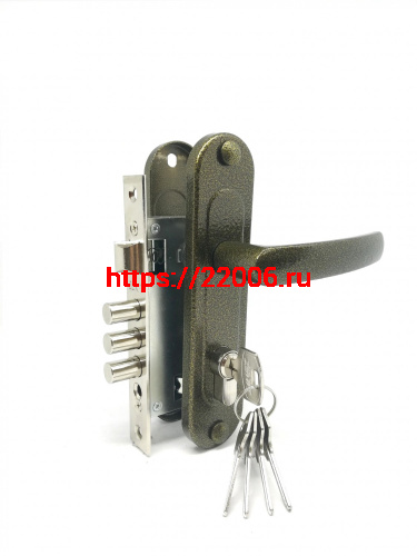 Замок Zenit (Зенит) врезной цилиндровый с защёлкой в комплекте с ручкой ЗВ7-60.1-02 (бронза), 5 кл. Замок Zenit (Зенит) врезной цилиндровый с защёлкой в комплекте с ручкой ЗВ7-60.1-02 (бронза), 5 кл.