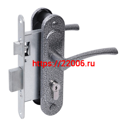 Замок Absolyute (Абсолют) врезной цилиндровый с защёлкой в комплекте с ручкой ЗВ4-3/07 (серебро антик), 4 кл. Замок Absolyute (Абсолют) врезной цилиндровый с защёлкой в комплекте с ручкой ЗВ4-3/07 (серебро антик), 4 кл.