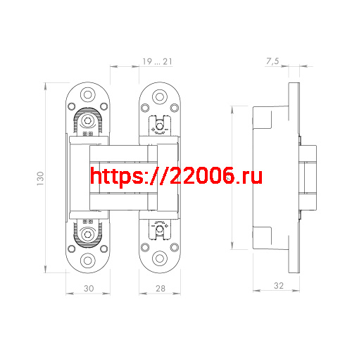 Петля Armadillo (Армадилло) скрытой установки U3D5000.VPG SC мат.хром TECH фото 4