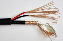 Коаксиальный кабель КВК черного цвета 2 жилы питания, 0,75 мм (КВК П 2х0,75)