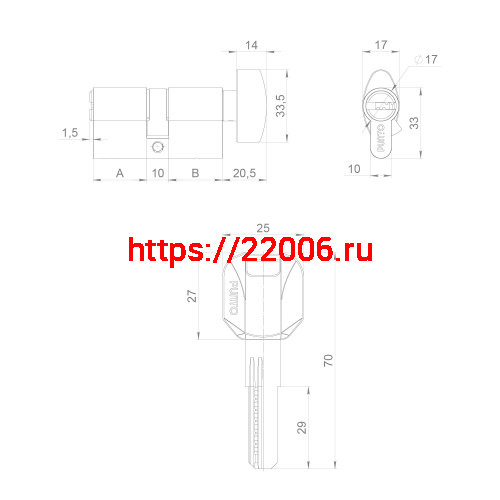 Цилиндровый Punto (Пунто) механизм (Z402/90) Z4002Knob90(40+10+40) с вертушкой CP хром фото 4 Цилиндровый Punto (Пунто) механизм (Z402/90) Z4002Knob90(40+10+40) с вертушкой CP хром фото 4