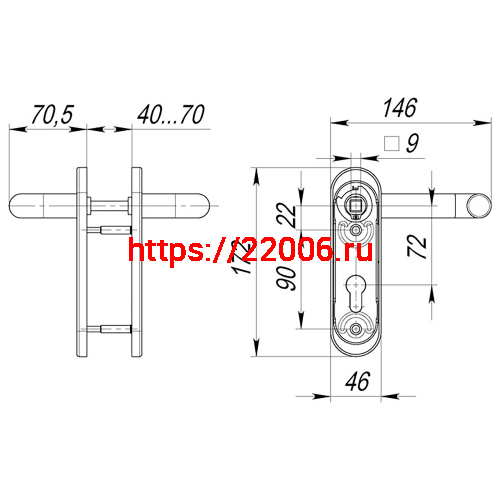 Ручка Fuaro (Фуаро) дверная FP.DH172.0433 NE (DH-0433 NE) (9x140) с пружиной BL-24 черный фото 2