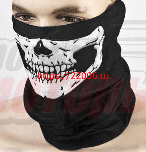 Баф - маска для лица "белый череп на черном фоне" (25*50см) Баф - маска для лица "белый череп на черном фоне" (25*50см)