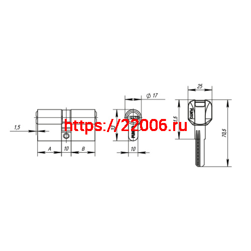 Цилиндровый Punto (Пунто) механизм MaxPro7000Key90mm(35+10+45) SN никель 7key фото 3