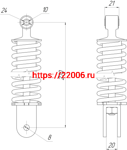 Амортизатор зад. L-270, D1-24, d1-10, H1-21, d2-8, H2-20 FT50QT фото 2 Амортизатор зад. L-270, D1-24, d1-10, H1-21, d2-8, H2-20 FT50QT фото 2
