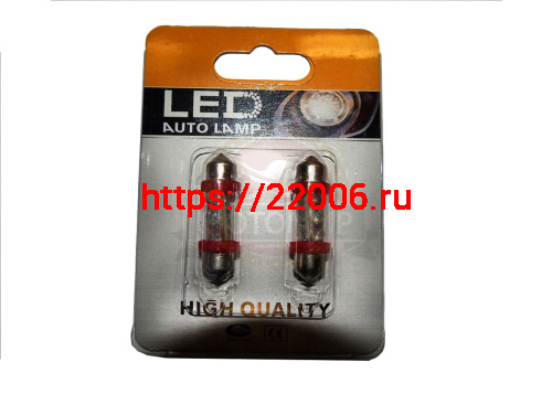 Лампа светодиодная (LED) 12V T11*36 (SV8,5) C5W 3SMD красная Лампа светодиодная (LED) 12V T11*36 (SV8,5) C5W 3SMD красная