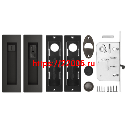 Защелка Armadillo (Армадилло) с ручками для раздвижных дверей SH.URB153.KIT011-BK (SH011 URB) BPVD-77 вороненый никель фото 2 Защелка Armadillo (Армадилло) с ручками для раздвижных дверей SH.URB153.KIT011-BK (SH011 URB) BPVD-77 вороненый никель фото 2