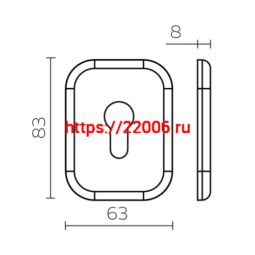 Накладка Fuaro (Фуаро) на цилиндр ESC.C.XL/K.486 (ESC 486-C SQ XL) CP хром (1 шт.) фото 3 Накладка Fuaro (Фуаро) на цилиндр ESC.C.XL/K.486 (ESC 486-C SQ XL) CP хром (1 шт.) фото 3