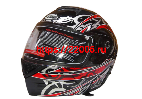 Шлем модуляр COBRA JK111, черный с красным графика(9), с очками, размеры M Шлем модуляр COBRA JK111, черный с красным графика(9), с очками, размеры M