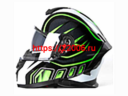Мотошлем VIRTUE MD-820 закрытый с визором черный с зелено-белым рисунком (XL) Мотошлем VIRTUE MD-820 закрытый с визором черный с зелено-белым рисунком (XL)