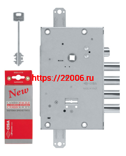 Замок Cisa (Чиза) врезной сувальдный с защёлкой NEW CAMBIO FACILE 57.665.48 (тех. упаковка), ключ 44 мм фото 2