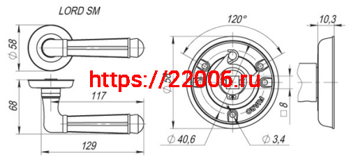 Ручка Fuaro (Фуаро) раздельная R.SM58.LORD (LORD SM) AB-7 матовая бронза фото 2 Ручка Fuaro (Фуаро) раздельная R.SM58.LORD (LORD SM) AB-7 матовая бронза фото 2