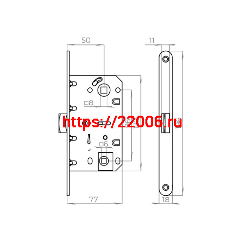 Защелка Ajax (Аякс) врезная PLASTLP96WC-50/BODY SN мат.никель (кратно 30 шт, нет ответной планки) фото 2 Защелка Ajax (Аякс) врезная PLASTLP96WC-50/BODY SN мат.никель (кратно 30 шт, нет ответной планки) фото 2