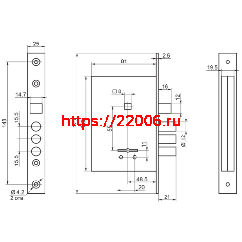 Замок Sam (Сам) врезной сувальдный с защёлкой в комплекте с ручкой ЗВ9-8/13 (черный муар), 3 кл. /76704/ фото 3 Замок Sam (Сам) врезной сувальдный с защёлкой в комплекте с ручкой ЗВ9-8/13 (черный муар), 3 кл. /76704/ фото 3