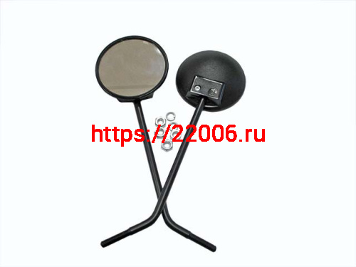 Зеркало круглое черный пластик стойка высокая прямая резьба М10 Урал производство Ирбит Зеркало круглое черный пластик стойка высокая прямая резьба М10 Урал производство Ирбит