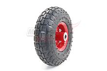 Колесо тачки садовой 4" 3,50-4" (под ось d=16мм, длина 55мм) несимметрич. ступица, подшипник, камера