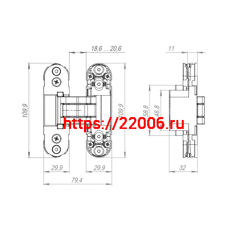 Петля Armadillo (Армадилло) скрытой установки U3D2000.TG BL черный фото 4 Петля Armadillo (Армадилло) скрытой установки U3D2000.TG BL черный фото 4