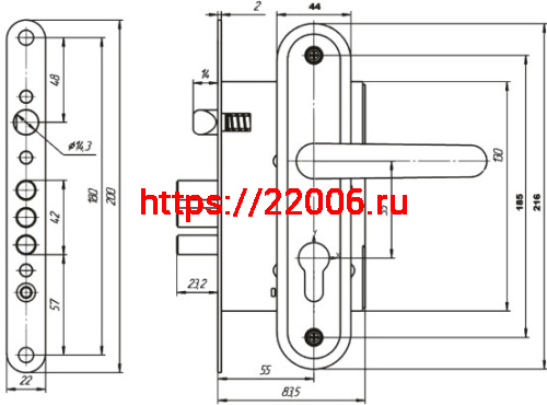 Корпус Zenit (Зенит) врезного замка с защелкой в комплекте с ручкой ЗВ4.009/17 (медь), 4 кл. фото 2 Корпус Zenit (Зенит) врезного замка с защелкой в комплекте с ручкой ЗВ4.009/17 (медь), 4 кл. фото 2