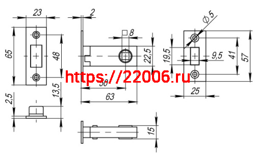 Защелка Fuaro (Фуаро) врезная MAGNM12-50-25 (M12-50-25) AB бронза фото 3