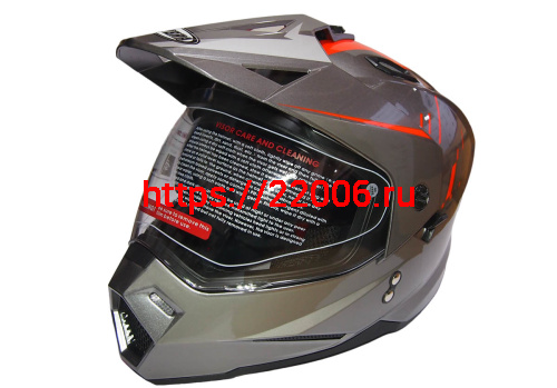 Шлем туринг (кросс со стеклом и очками) COBRA JK802, серо-оранжевый, размеры L