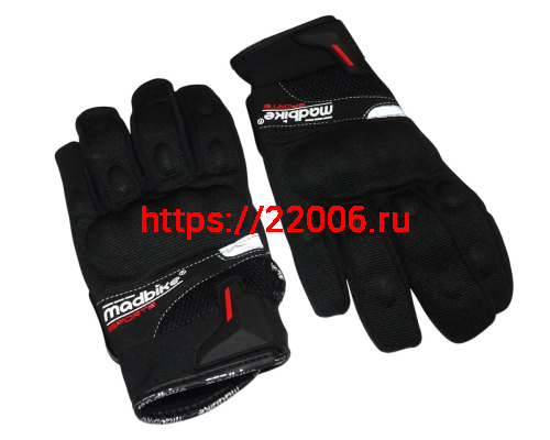 Перчатки MADBIKE-04, текстиль, защитные вставки Перчатки MADBIKE-04, текстиль, защитные вставки